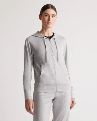Quince Women's Flowknit Full Zip Hoodie In Heather Pale Grey