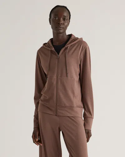 Quince Women's Flowknit Full Zip Hoodie In Heather Sable