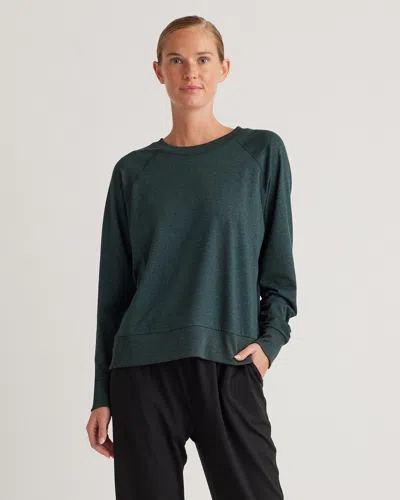 Quince Women's Flowknit Pullover Crew Neck Alpaca Sweater In Heather Green