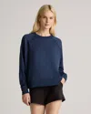 Quince Women's Flowknit Pullover Crew Neck Alpaca Sweater In Heather Navy