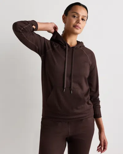Quince Women's Flowknit Pullover Hoodie In Brown