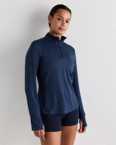 Quince Women's Flowknit Quarter-zip Pullover In Blue