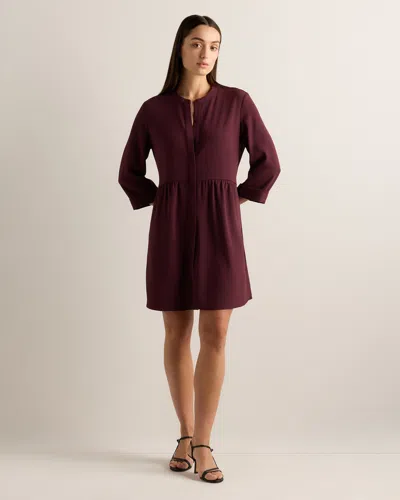 Quince Women's Fluid Crepe Shirt Dress In Burgundy
