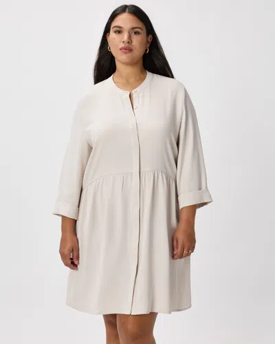 Quince Women's Fluid Crepe Shirt Dress In Sand