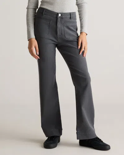 Quince Women's French Terry Wide Leg Pants In Dark Coal