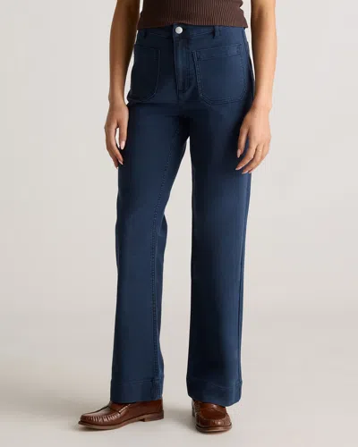 Quince Women's French Terry Wide Leg Pants In Deep Navy