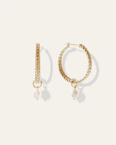Quince Women's Freshwater Cultured Pearl Drop Braided Hoop Earrings In Gold Vermeil