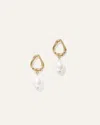 Quince Women's Freshwater Cultured Pearl Sculptural Drop Earrings In Gold Vermeil