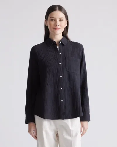 Quince Women's Gauze Long Sleeve Shirt In Black