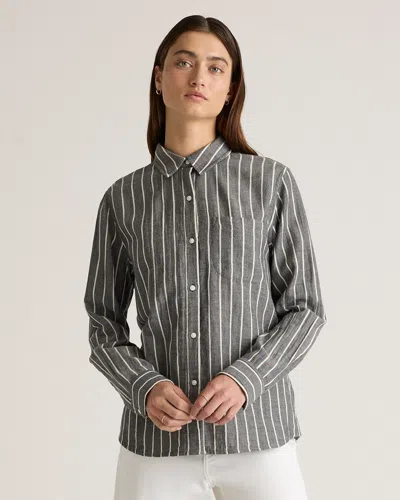Quince Women's Gauze Long Sleeve Shirt In Faded Black / White Stripe