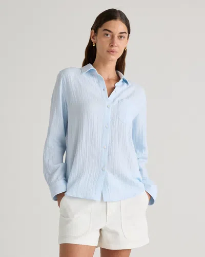 Quince Women's Gauze Long Sleeve Shirt In Nantucket Blue