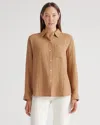 Quince Women's Gauze Long Sleeve Shirt In Toasted Coconut