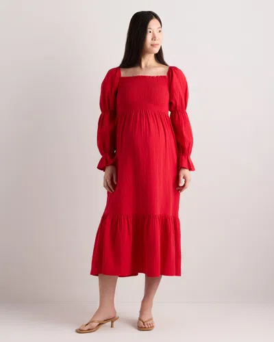 Quince Women's Gauze Maternity Smocked Midi Dress