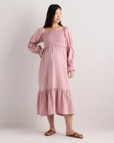 Quince Women's Gauze Maternity Smocked Midi Dress