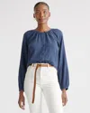 Quince Women's Gauze Peasant Blouse In Indigo Blue