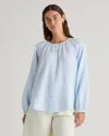 Quince Women's Gauze Peasant Blouse In Nantucket Blue