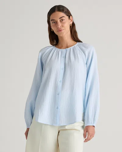 Quince Women's Gauze Peasant Blouse In Nantucket Blue