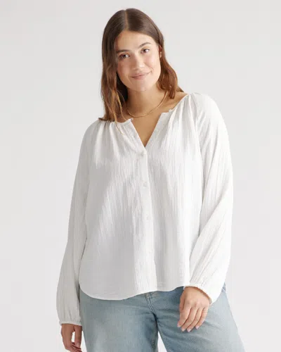 Quince Women's Gauze Peasant Blouse In White
