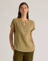 Quince Women's Gauze Roll Sleeve Shirt In Artichoke
