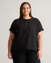Quince Women's Gauze Roll Sleeve Shirt In Black