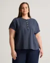 Quince Women's Gauze Roll Sleeve Shirt In Indigo Blue
