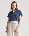 Quince Women's Gauze Roll Sleeve Shirt In Indigo Blue