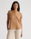 Quince Women's Gauze Roll Sleeve Shirt In Toasted Coconut