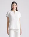 Quince Women's Gauze Roll Sleeve Shirt In White