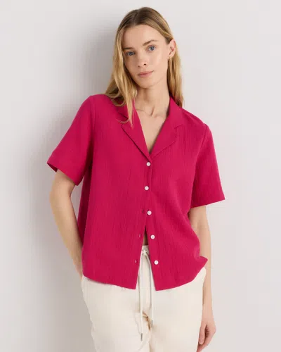 Quince Women's Gauze Short Sleeve Shirt In Pink