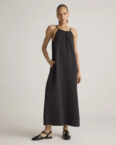 Quince Women's Gauze Sleeveless Maxi Dress In Black