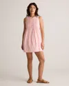 Quince Women's Gauze Sleeveless Swing Dress In Bayside Stripe Coral/white