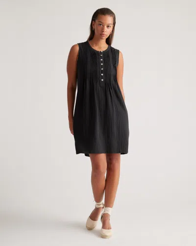 Quince Women's Gauze Sleeveless Swing Dress In Black