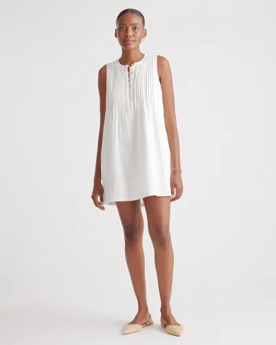 Quince Women's Gauze Sleeveless Swing Dress In White