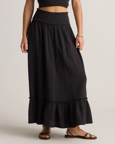 Quince Women's Gauze Smocked Maxi Skirt In Black