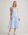 Quince Women's Gauze Smocked Sleeveless Maxi Dress In Bayside Stripe Blue/white