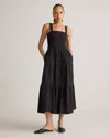 Quince Women's Gauze Smocked Sleeveless Maxi Dress In Black