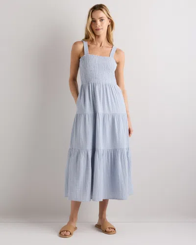 Quince Women's Gauze Smocked Sleeveless Maxi Dress In Blue