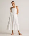 Quince Women's Gauze Smocked Sleeveless Maxi Dress In White