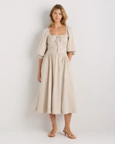 Quince Women's Gauze Smocked Square Neck Midi Dress In Neutral