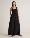 Quince Women's Gauze Smocked Wide Leg Jumpsuit In Black