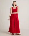 Quince Women's Gauze Smocked Wide Leg Jumpsuit In Wild Cherry