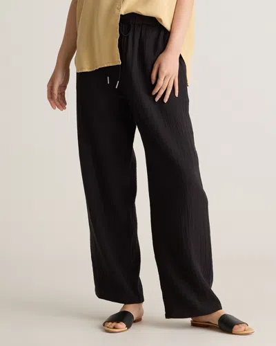 Quince Women's Gauze Straight Leg Pants In Black