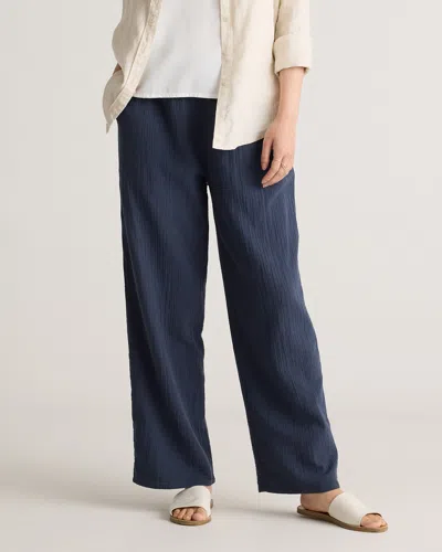 Quince Women's Gauze Straight Leg Pants In Indigo Blue