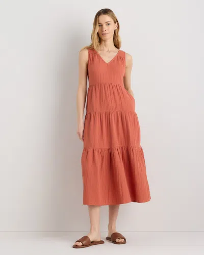 Quince Women's Gauze Tiered Maxi Dress In Orange