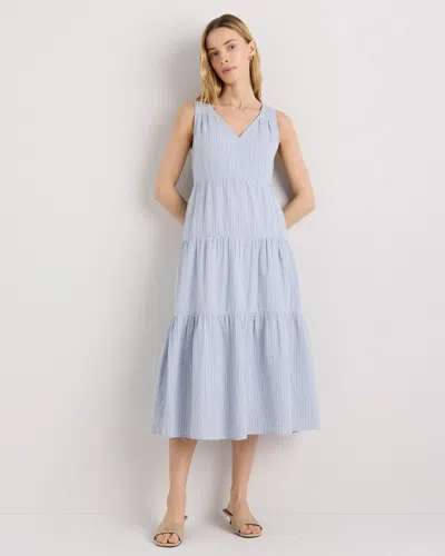 Quince Women's Gauze Tiered Maxi Dress In Blue