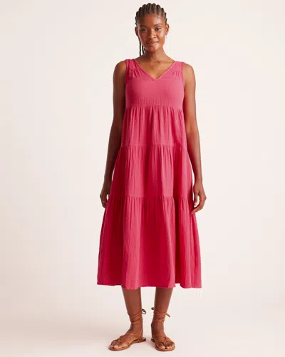 Quince Women's Gauze Tiered Maxi Dress In Hot Pink
