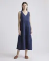 Quince Women's Gauze Tiered Maxi Dress In Indigo Blue