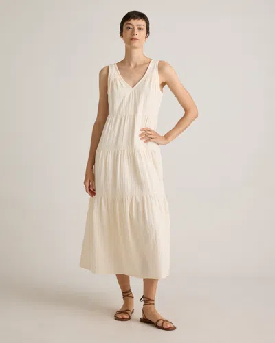 Quince Women's Gauze Tiered Maxi Dress In Vintage Cream