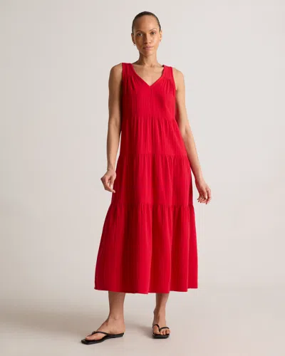 Quince Women's Gauze Tiered Maxi Dress In Wild Cherry