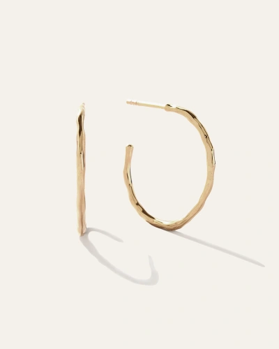 Quince Women's Hammered Medium Hoop Earrings In Gold